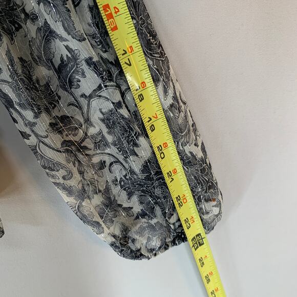 Zimmermann Floral Sheer Ruffle Blouse Women 0 Black Ivory Metallic Top - Picture 8 of 10